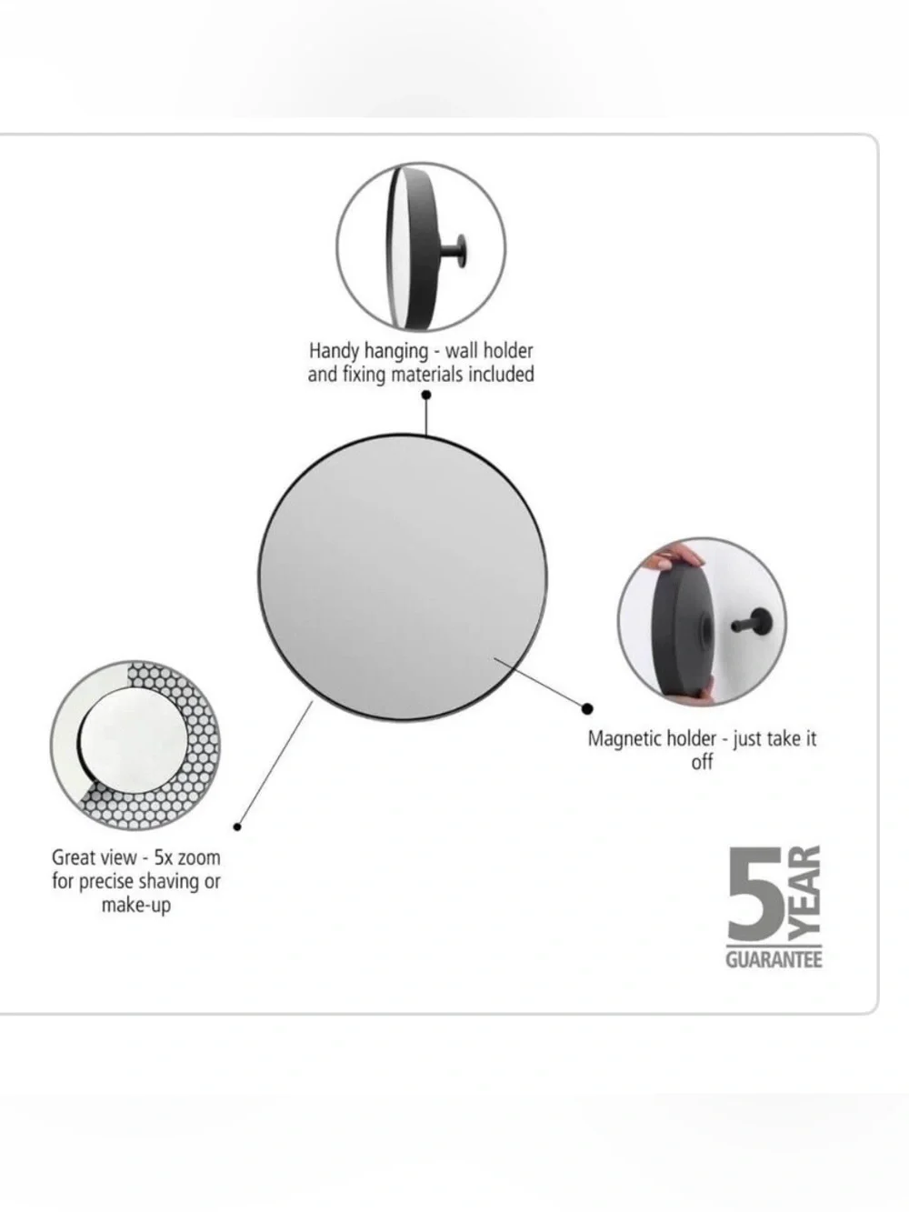 New Brabantia MindSet Bathroom Mirror - black